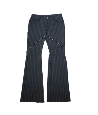 BOOTCUT ZIPPERED SIGNATURE PANTS (PINSTRIPES)