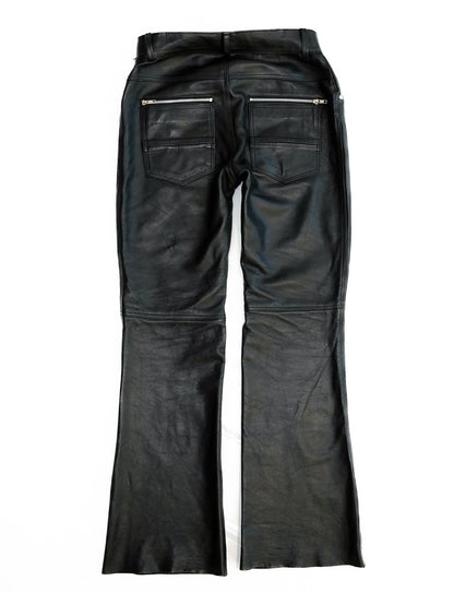 LEATHER BOOTCUT ZIPPERED PANTS